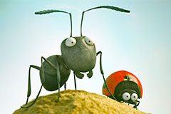 Ameise und Marienkäfer beobachten etwas