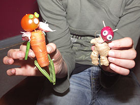 Figuren aus Gemüse für einen Trickfilm