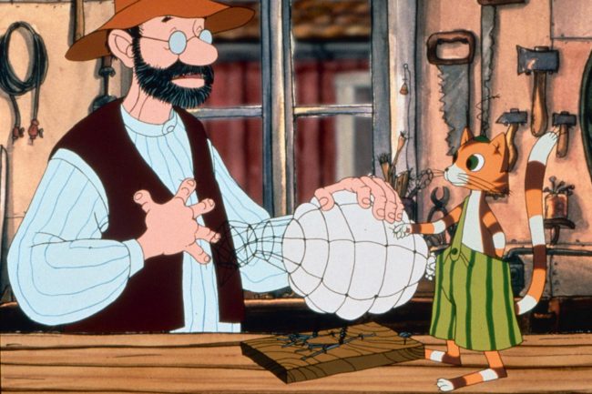 Pettersson und Findus bauen eine Hühnerattrappe