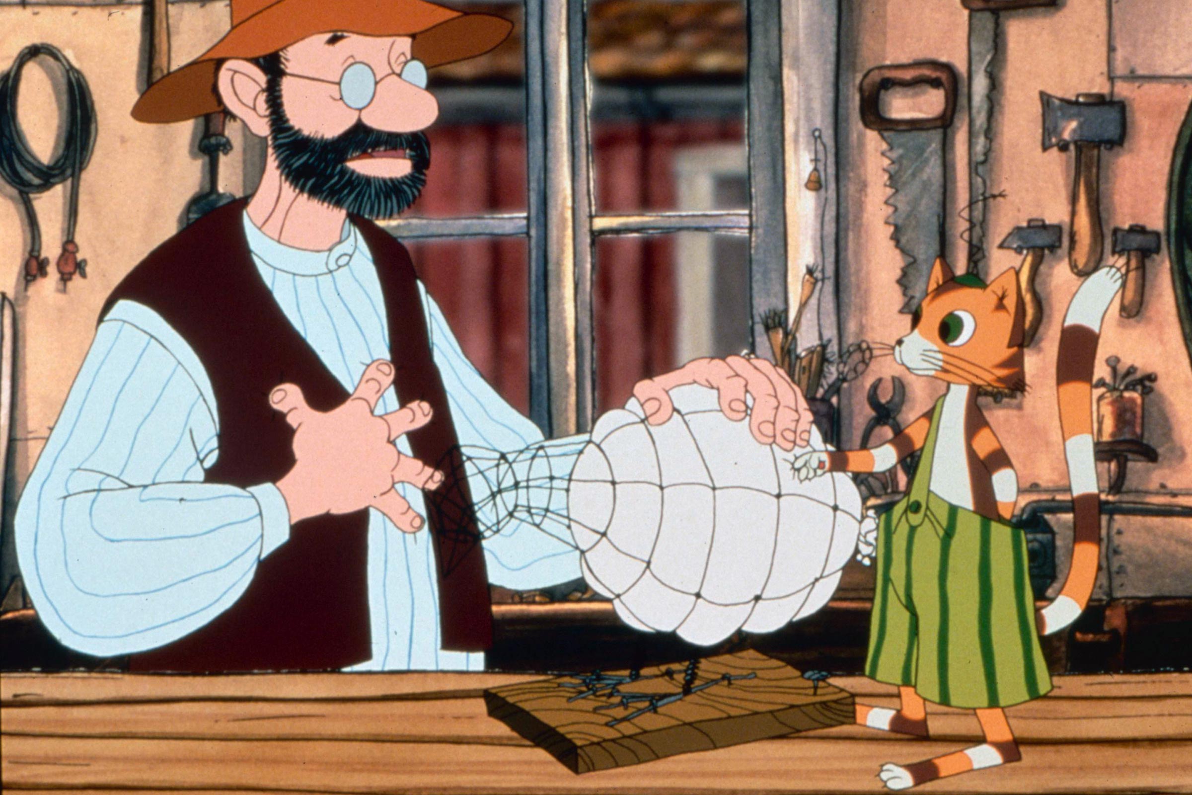 Pettersson und Findus bauen eine Hühnerattrappe